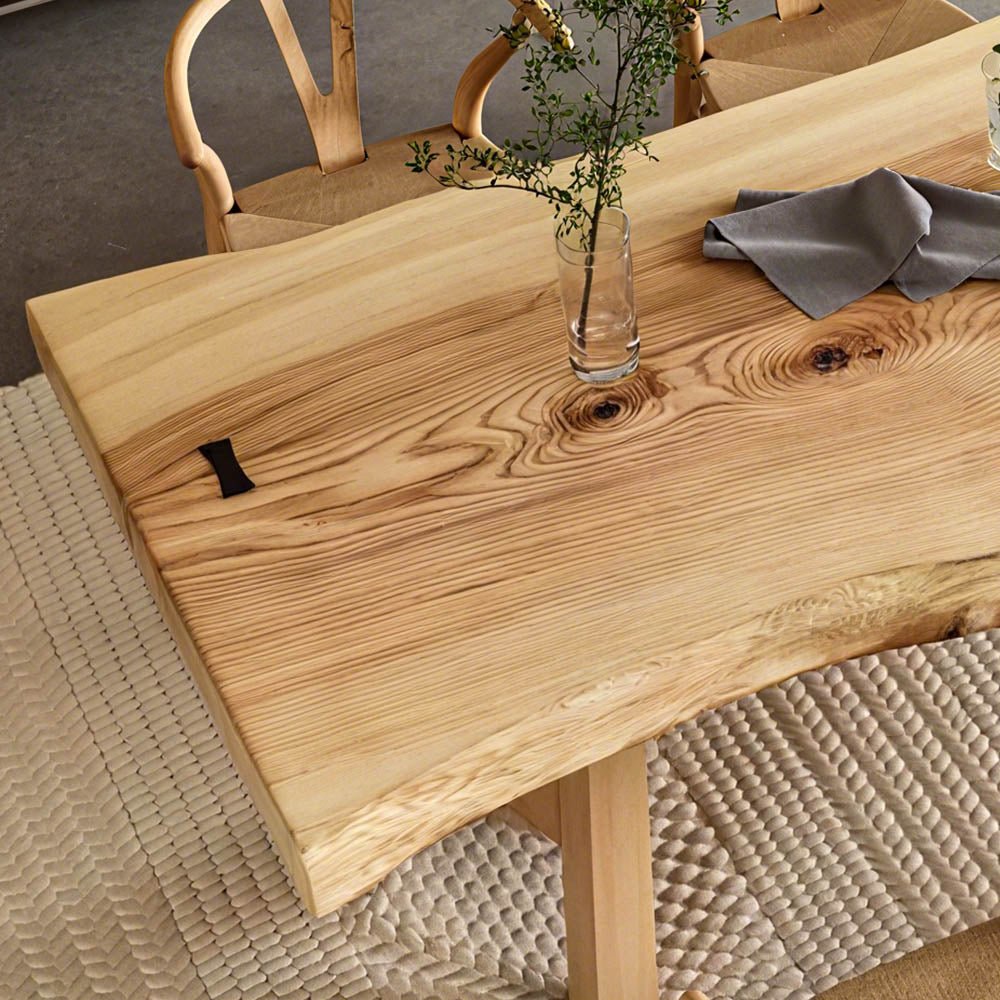 Custom Ash Wood Slab Live Edge Dining Table EWT - 04 - Elitecustomtable