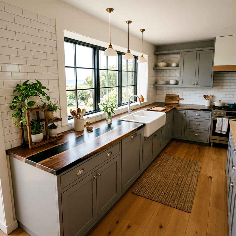 Custom Black Epoxy Resin Kitchen Countertop – 100% Solid Walnut | ECT-328 - Elitecustomtable
