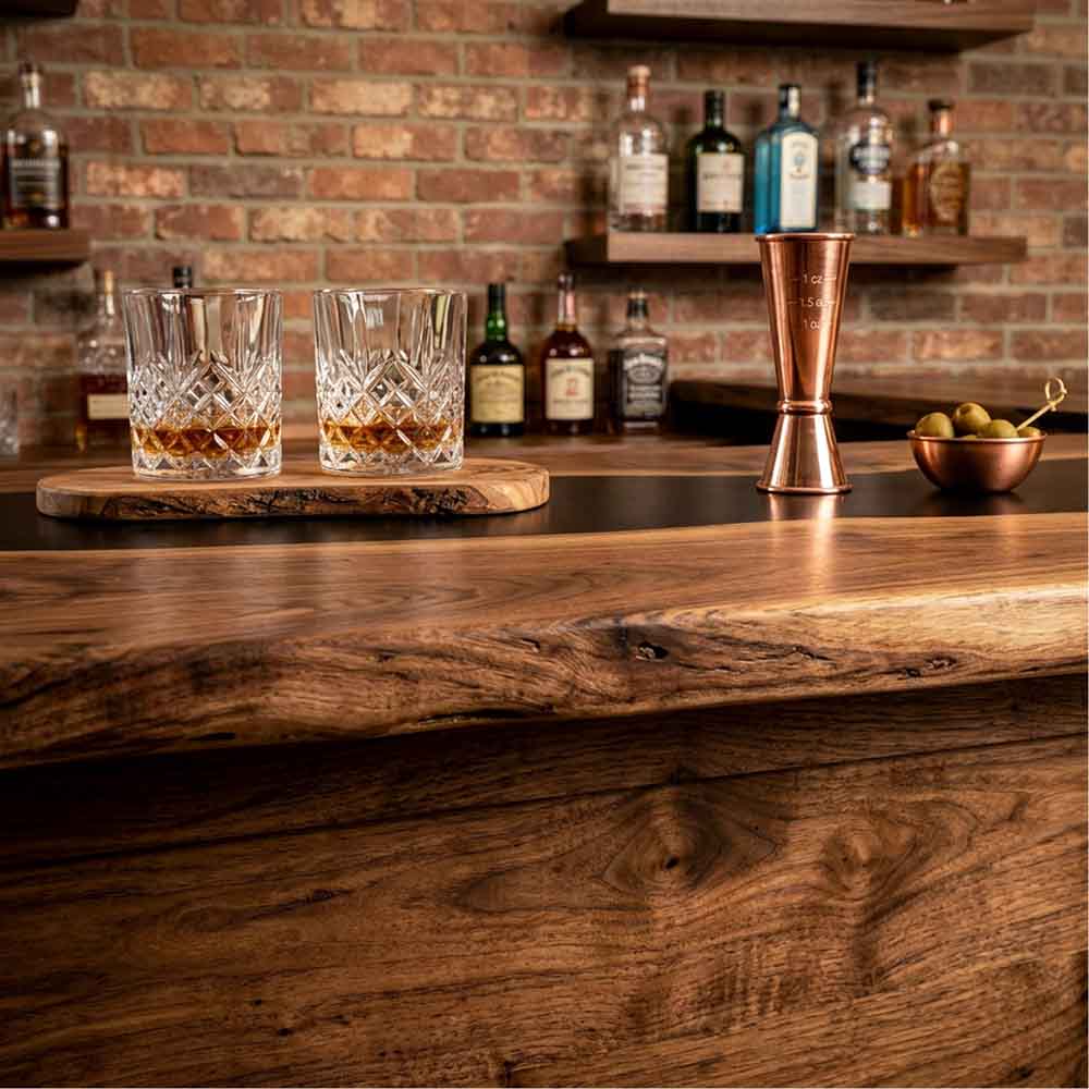 Custom Black Epoxy Resin Kitchen Island Countertop – 100% Solid Walnut | ECT-341 - Elitecustomtable