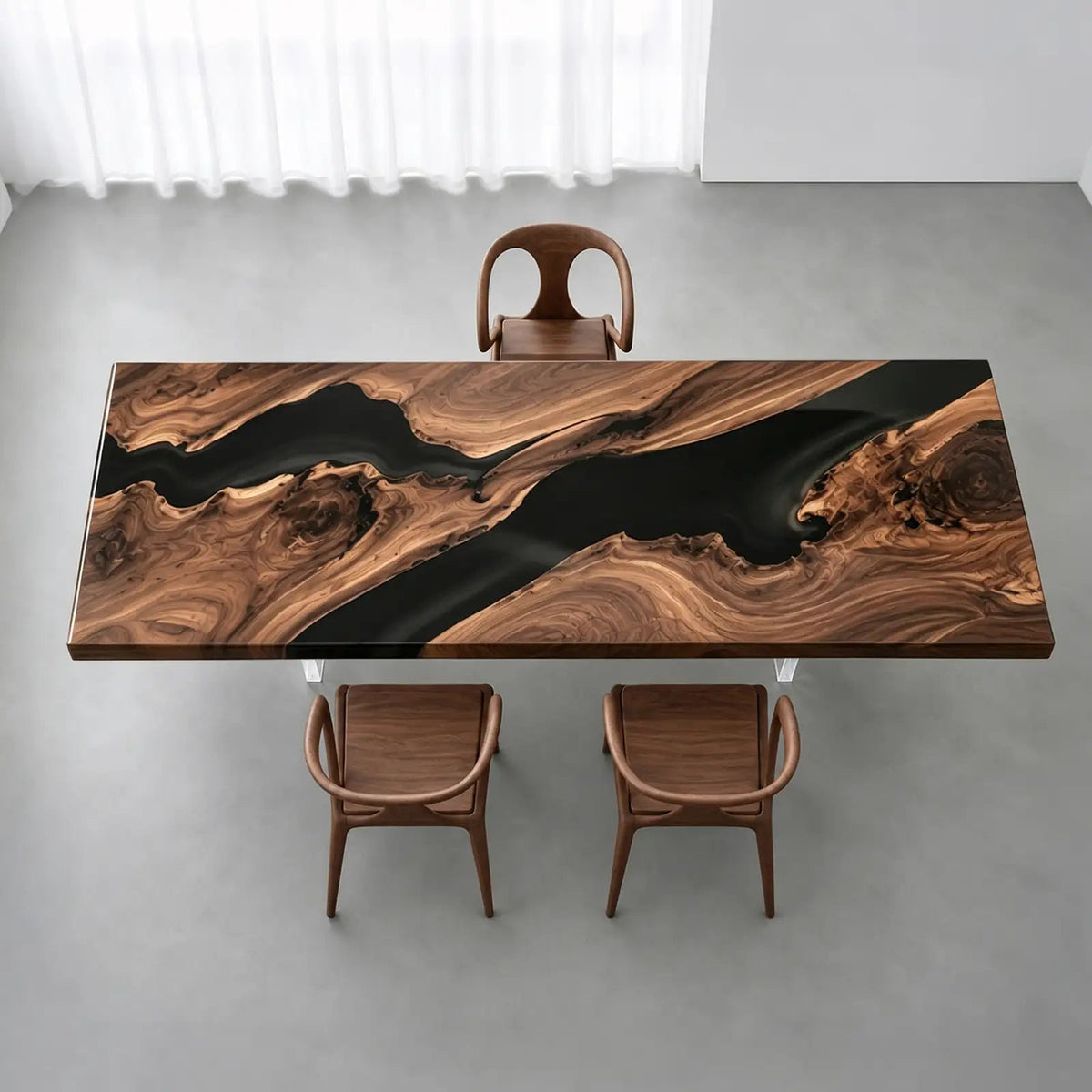 Custom Black Walnut Black Epoxy Resin Conference Table | ECT-408 - Elitecustomtable