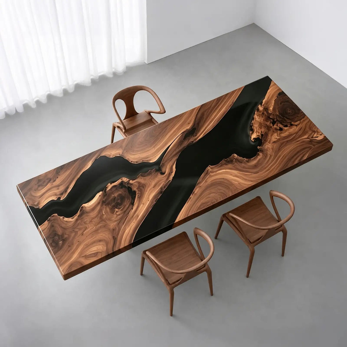 Custom Black Walnut Black Epoxy Resin Conference Table | ECT-408 - Elitecustomtable