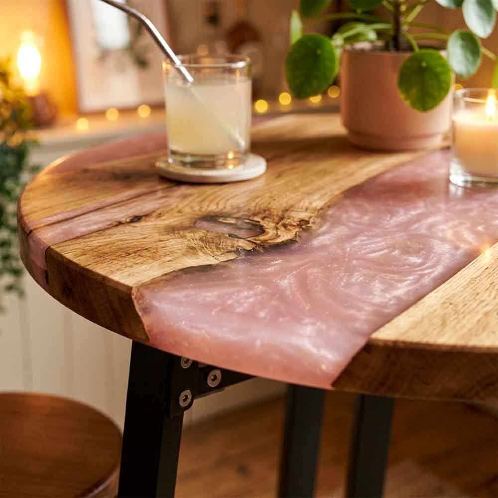 Custom Olive Wood Epoxy Resin Home Bar Table – Solid Wood | ECT-343 - Elitecustomtable