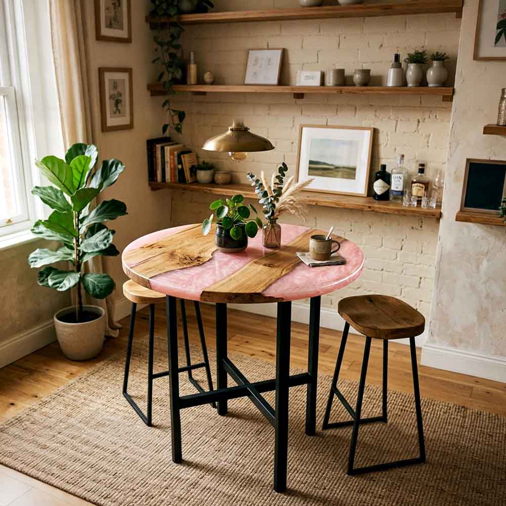 Custom Olive Wood Epoxy Resin Home Bar Table – Solid Wood | ECT-343 - Elitecustomtable