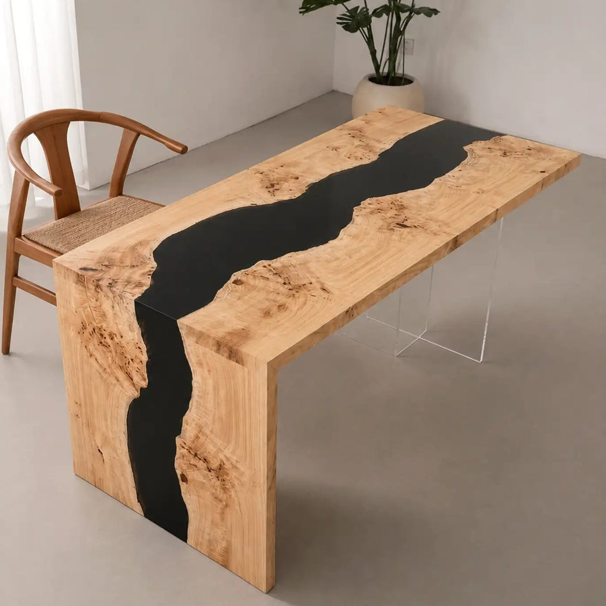 Custom Poplar Black Epoxy Resin Conference Table | ECT-396 - Elitecustomtable