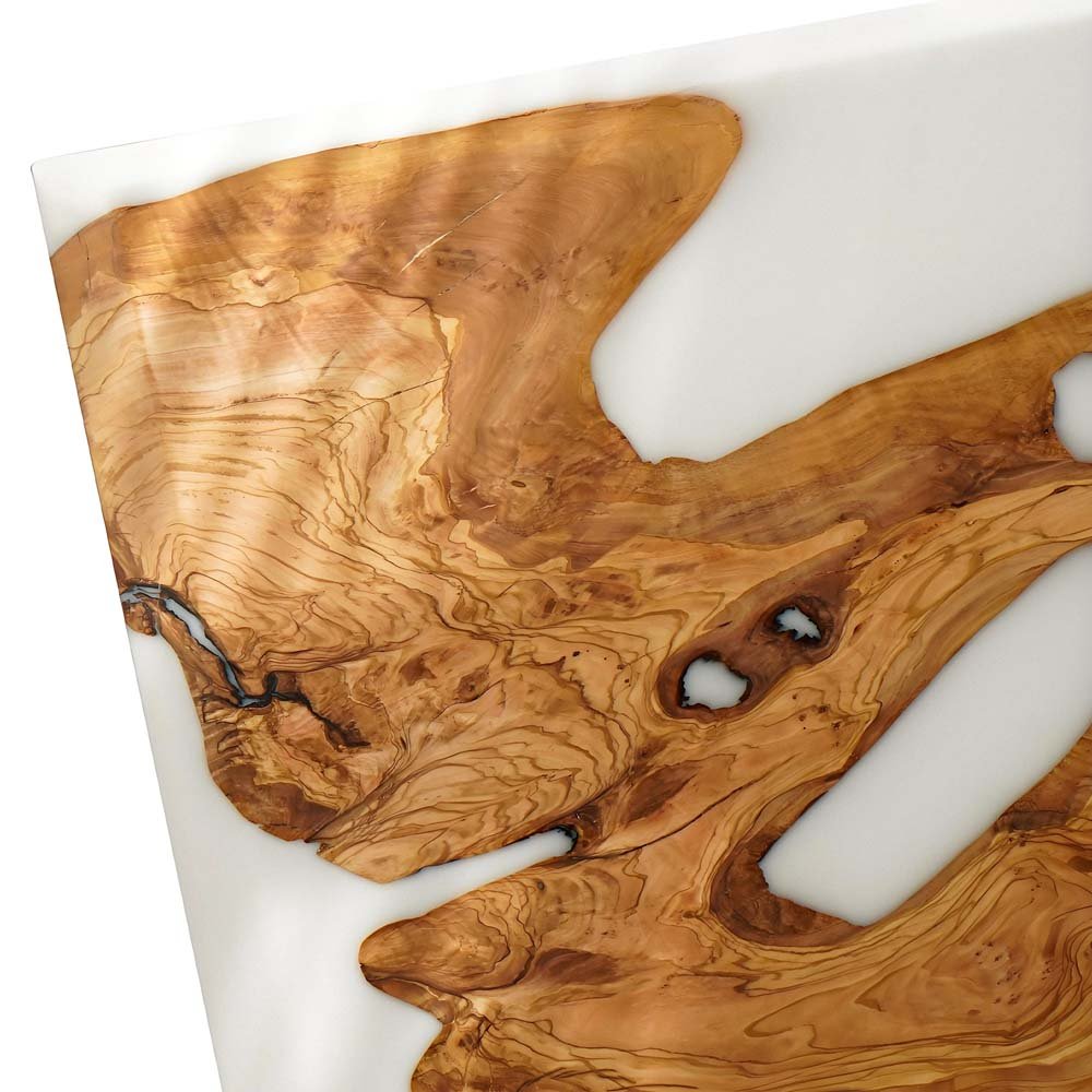 Elite Artistic Walnut Wood & Pure White Epoxy Resin Dining Table ECT - 80 - Elitecustomtable