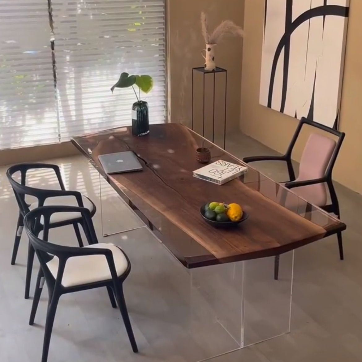Elite Bevel Edge Custom Walnut Epoxy Office Table ECT - 40 - Elitecustomtable