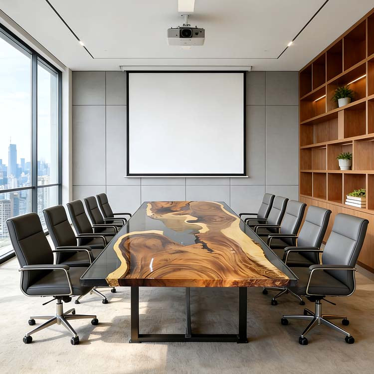 Elite Black resin Walnut Straight Edge Conference Table ECT - 281 - Elitecustomtable