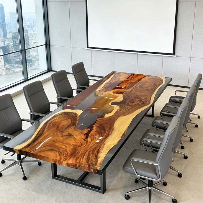 Elite Black resin Walnut Straight Edge Conference Table ECT - 281 - Elitecustomtable