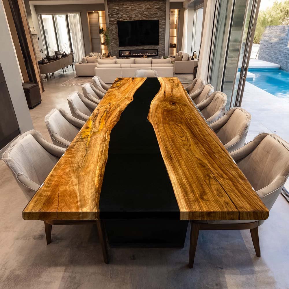 Elite Black Walnut & Black Resin Conference & Dining Table ECT - 206 - Elitecustomtable