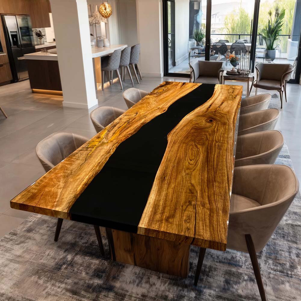 Elite Black Walnut & Black Resin Conference & Dining Table ECT - 206 - Elitecustomtable