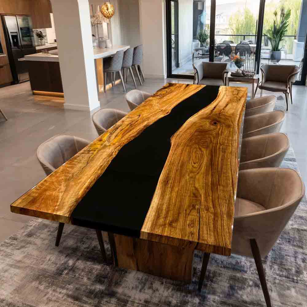 Elite Black Walnut & Black Resin Conference & Dining Table ECT - 206 - Elitecustomtable