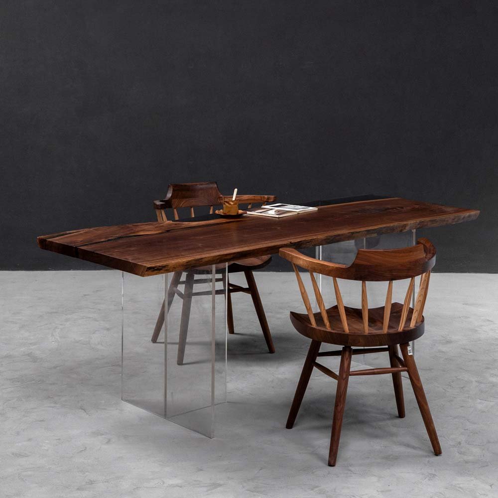 Elite Black Walnut & Black - Transparent Epoxy River Dining Table ECT - 28 - Elitecustomtable