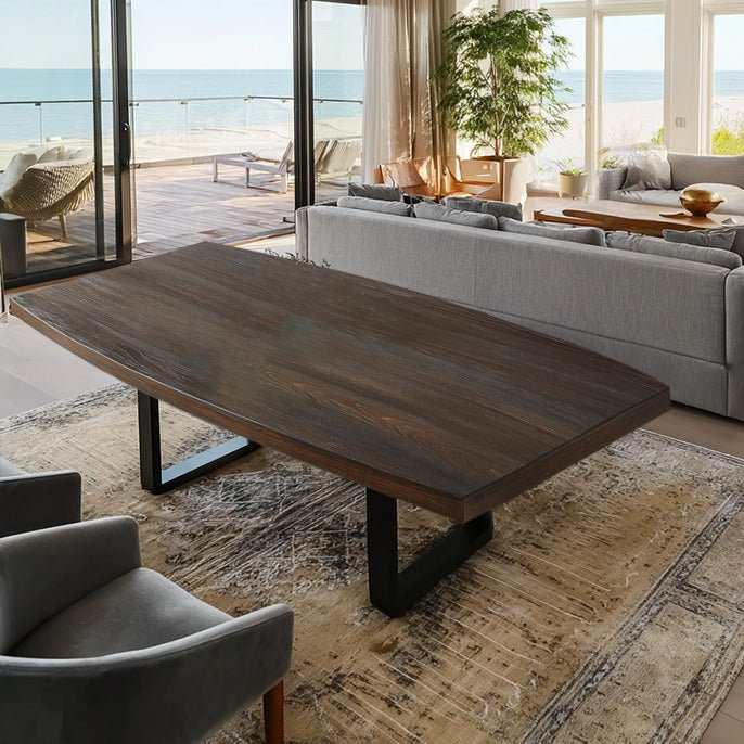 Elite Black Walnut Boat - Shaped Tapered Edge Solid Wood Coffee Table EWT - 36 - Elitecustomtable