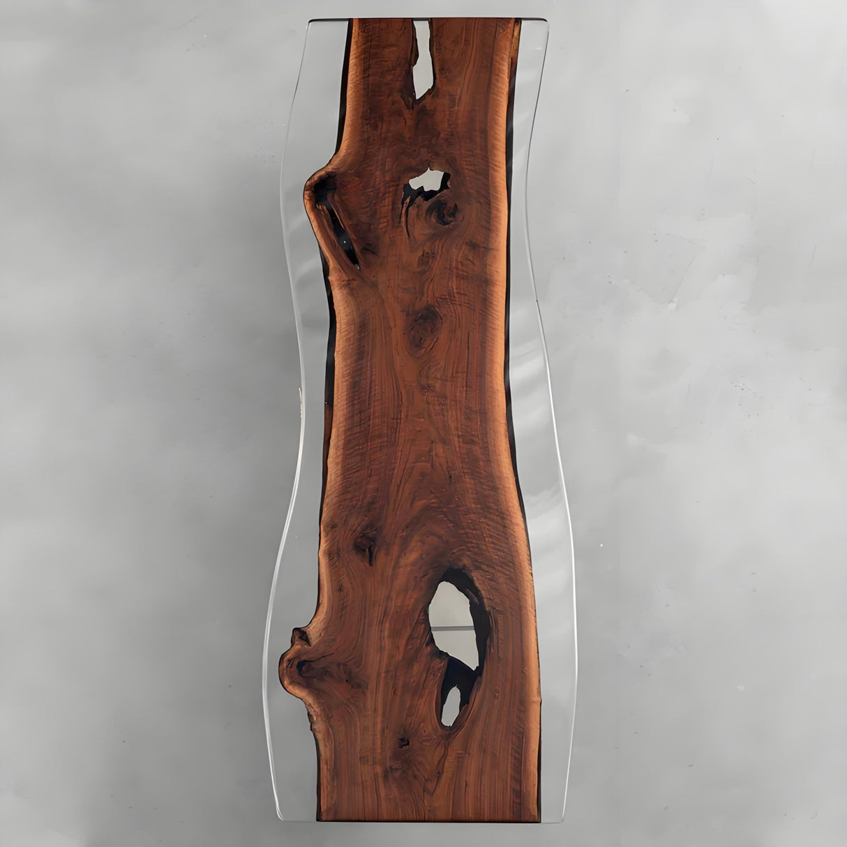 Elite Black Walnut Live - Edge Table with Clear Resin Surround 29.92"Wx99.21" L, EIT - 10 - Elitecustomtable