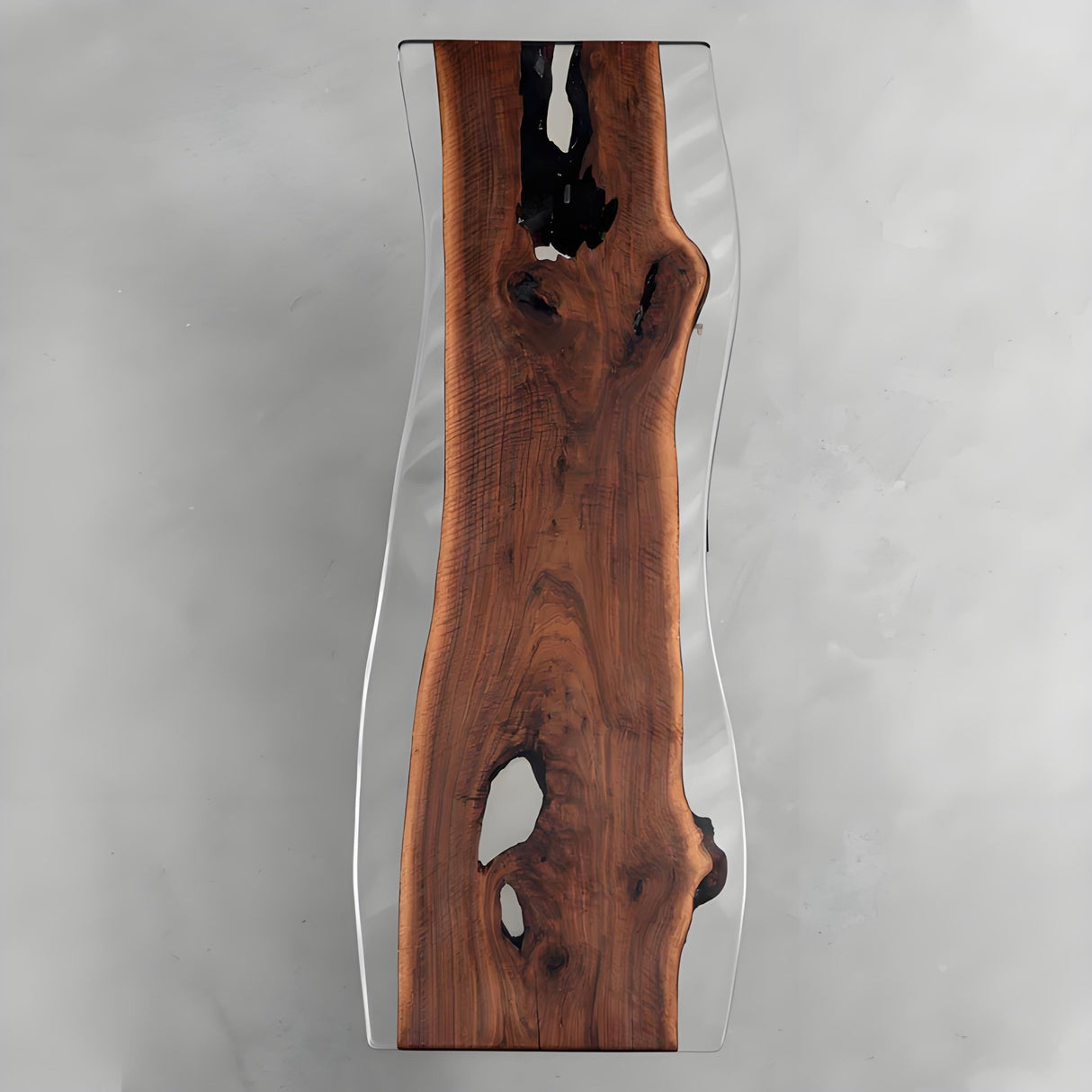 Elite Black Walnut Live - Edge Table with Clear Resin Surround 29.92"Wx99.21" L, EIT - 10 - Elitecustomtable