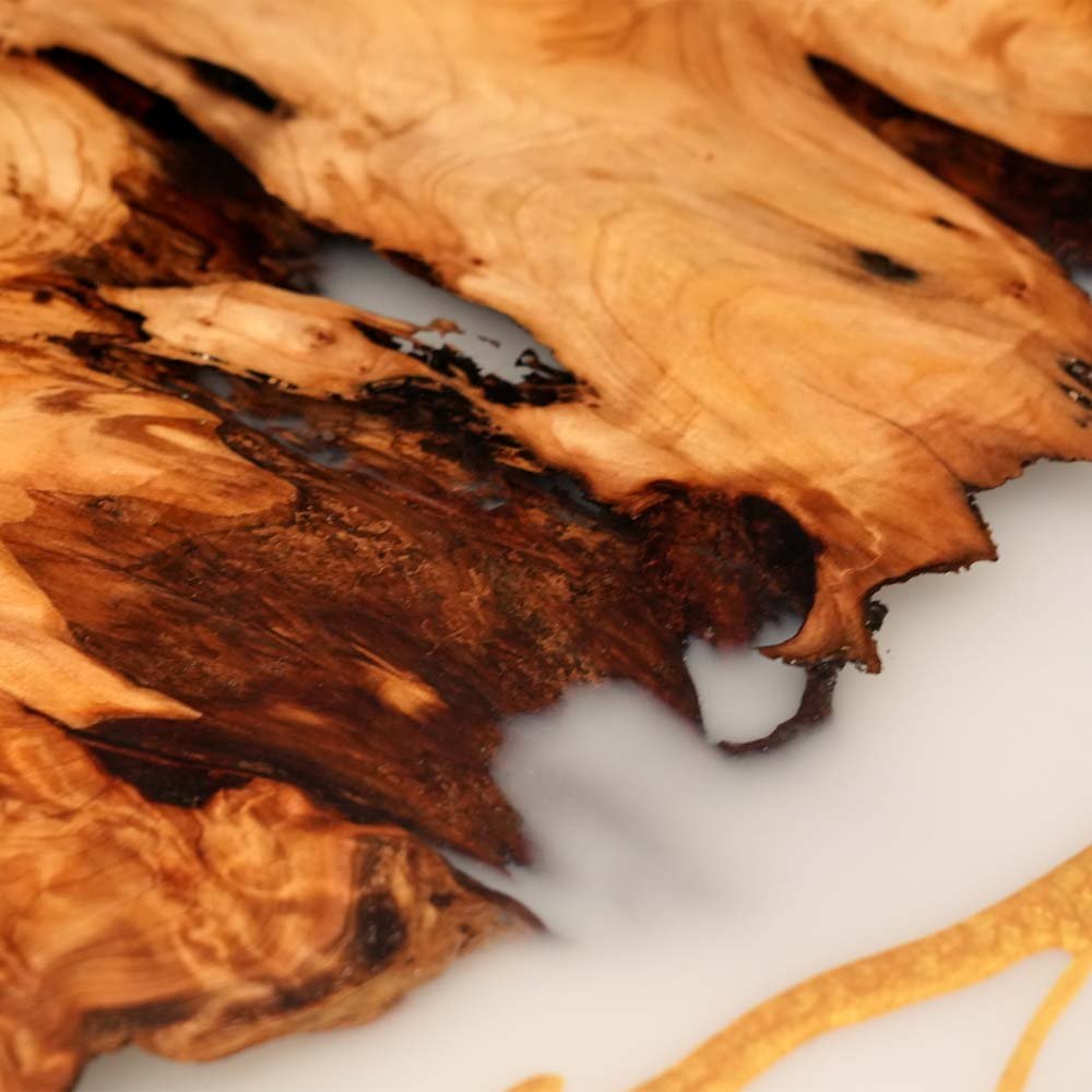 Elite Cunninghamia Wood Dining Table with Milk White Epoxy Resin ECT - 176 - Elitecustomtable
