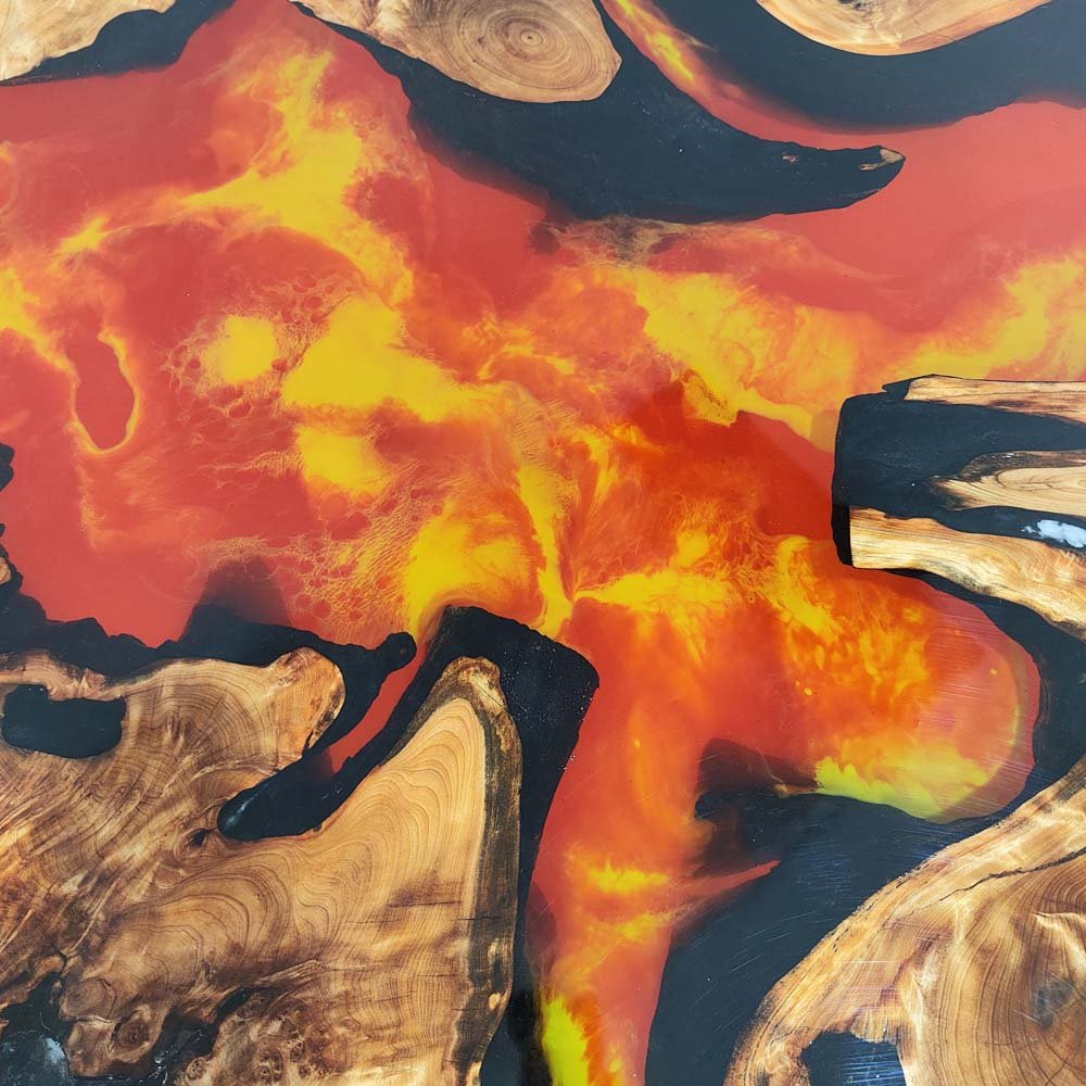 Elite Cunninghamia Wood & Flaming Gilt Epoxy Resin Dining Table ECT - 126 - Elitecustomtable