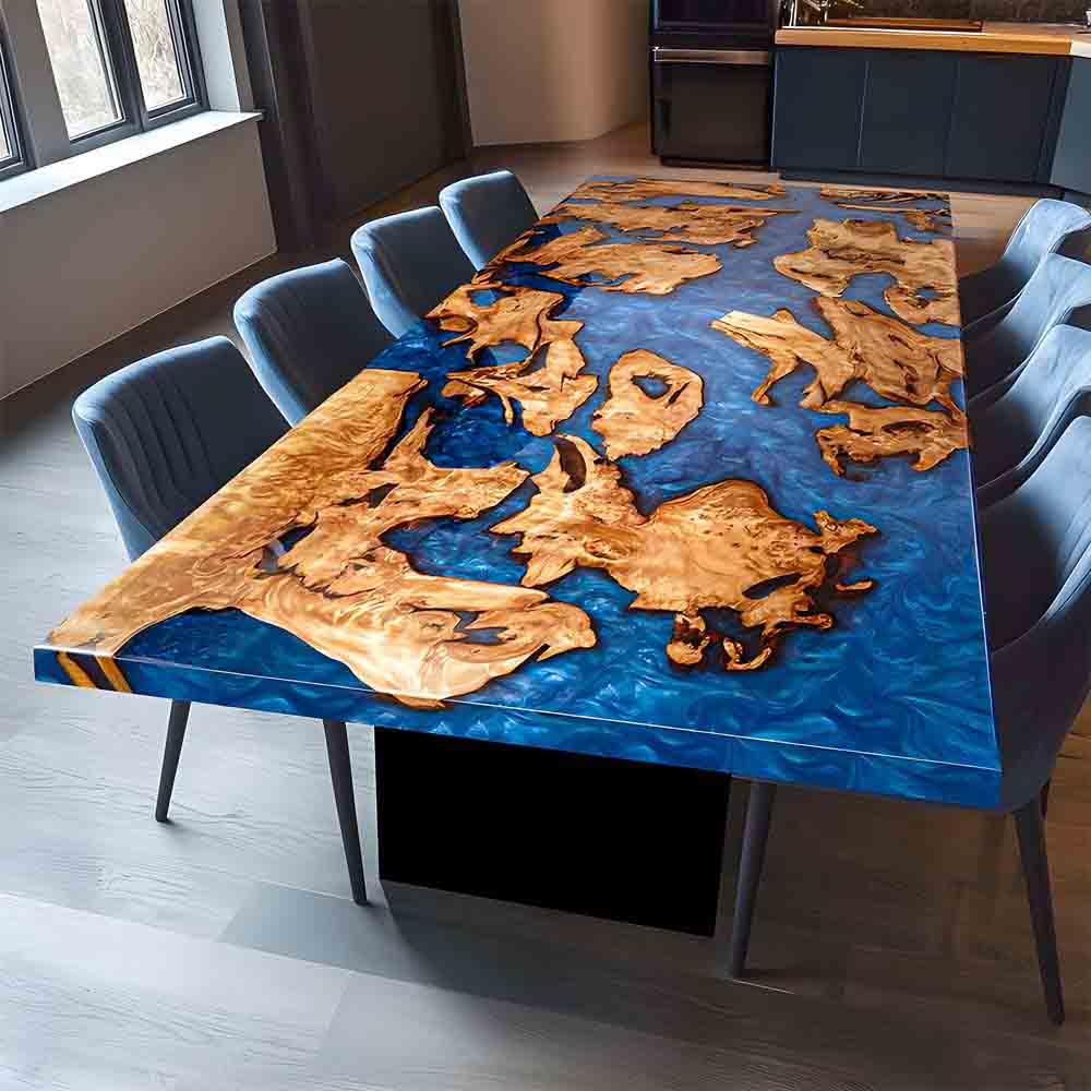 Elite Custom Cunninghamia Deep Sapphire - colored Epoxy Dining Room Table ECT - 100 - Elitecustomtable