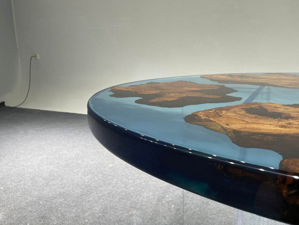 Elite Custom Golden Camphor Sapphire Epoxy Coffee Round Table ECT-10 - Elitecustomtable