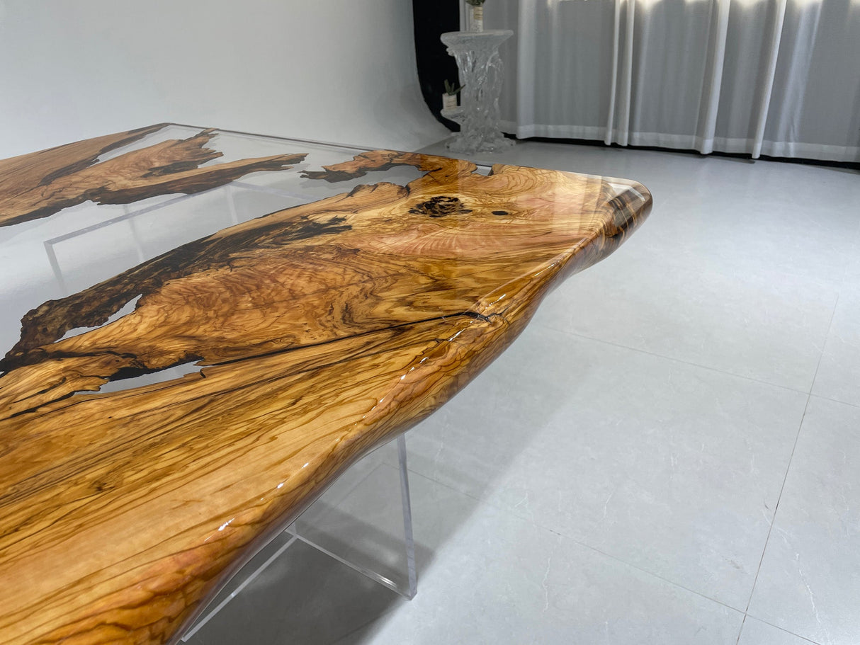 Elite Custom Live Edge Olive Wood Resin Office Table ECT-42 - Elitecustomtable