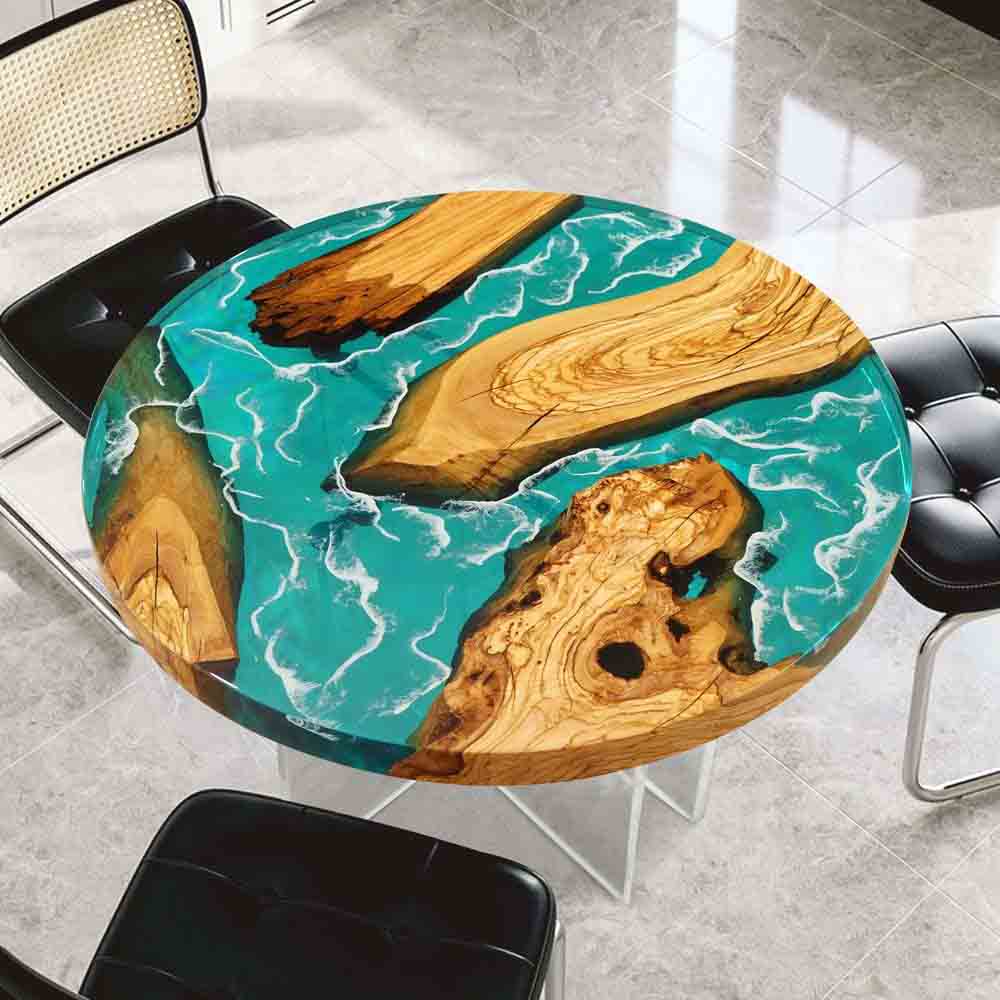 Elite Custom Olive Ocean - Inspired Epoxy Resin Round Table ECT - 116 - Elitecustomtable