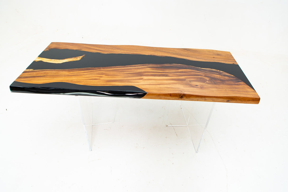 Elite Custom Olive Wood Conference Table with Glossy Black Epoxy Resin ECT-74 - Elitecustomtable