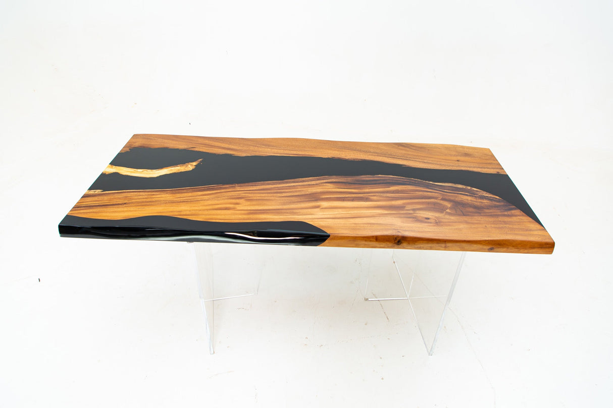Elite Custom Olive Wood Conference Table with Glossy Black Epoxy Resin ECT-74 - Elitecustomtable