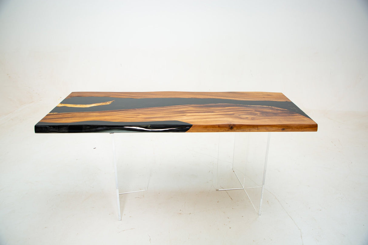 Elite Custom Olive Wood Conference Table with Glossy Black Epoxy Resin ECT-74 - Elitecustomtable