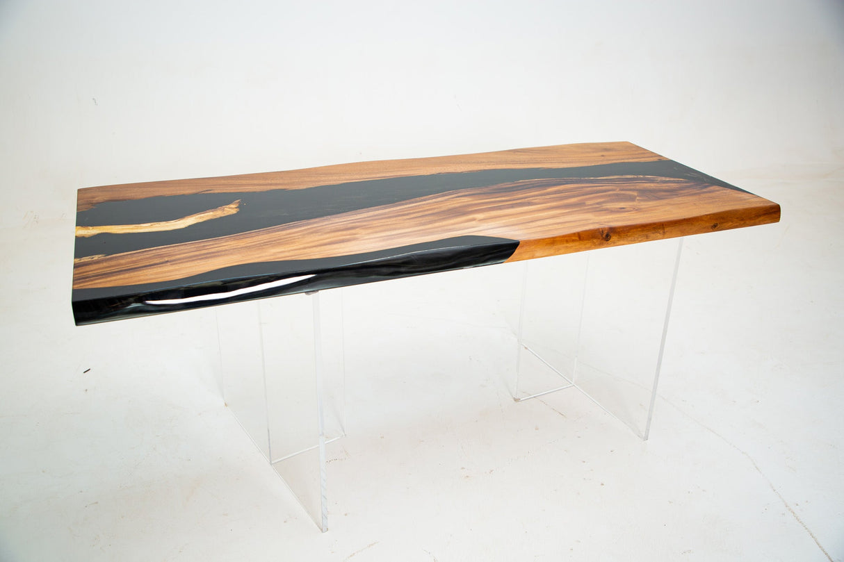 Elite Custom Olive Wood Conference Table with Glossy Black Epoxy Resin ECT-74 - Elitecustomtable