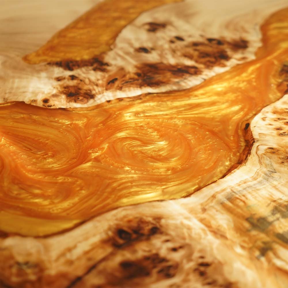 Elite Custom Poplar Wood with Amber Gilt Epoxy Resin Dining Table ECT - 78 - Elitecustomtable