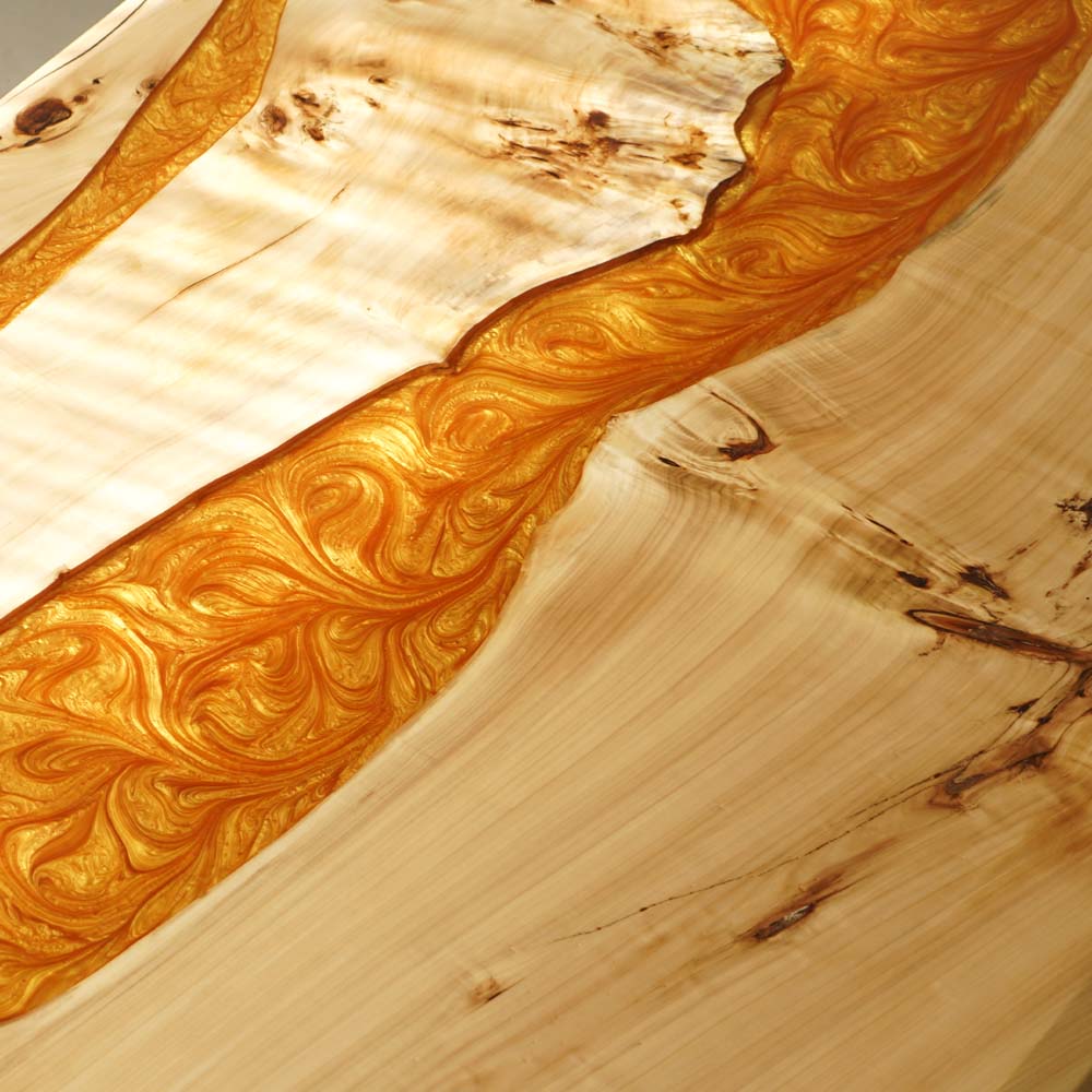 Elite Custom Poplar Wood with Amber Gilt Epoxy Resin Dining Table ECT - 78 - Elitecustomtable