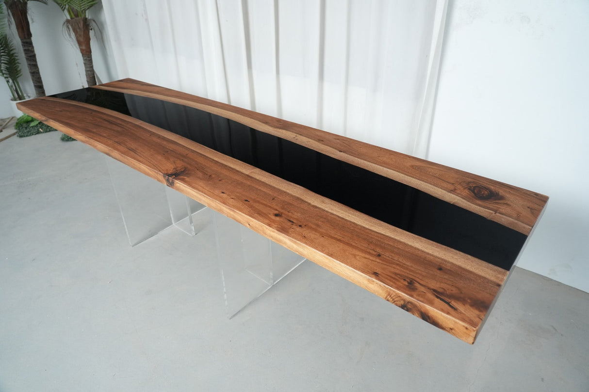 Elite Custom Walnut Black Epoxy Resin Conference & Dining Table ECT-18 - Elitecustomtable