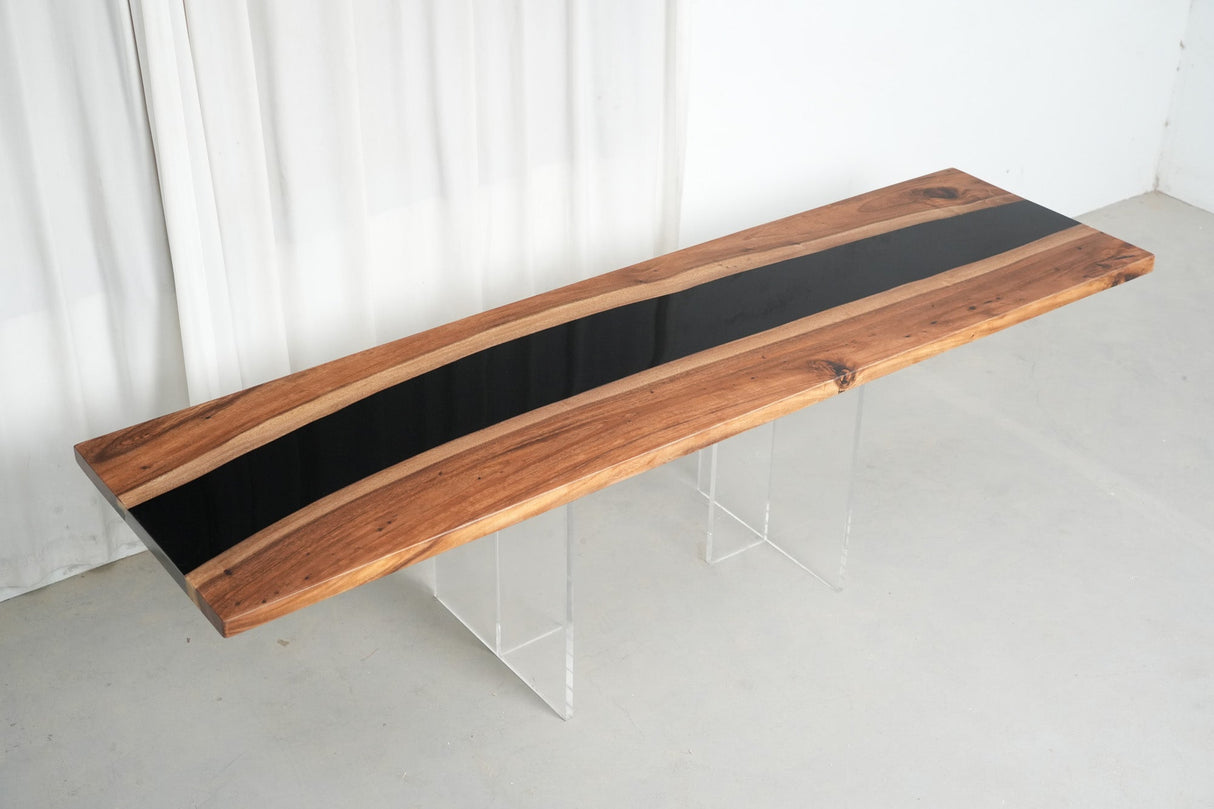 Elite Custom Walnut Black Epoxy Resin Conference & Dining Table ECT-18 - Elitecustomtable