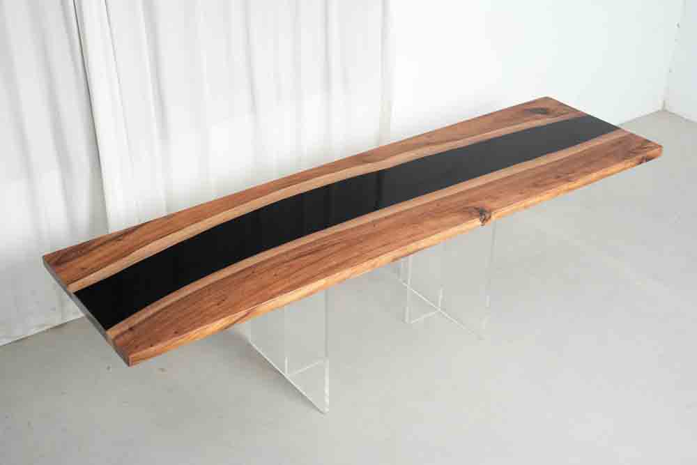 Elite Custom Walnut Black Epoxy Resin Conference & Dining Table ECT-18 - Elitecustomtable