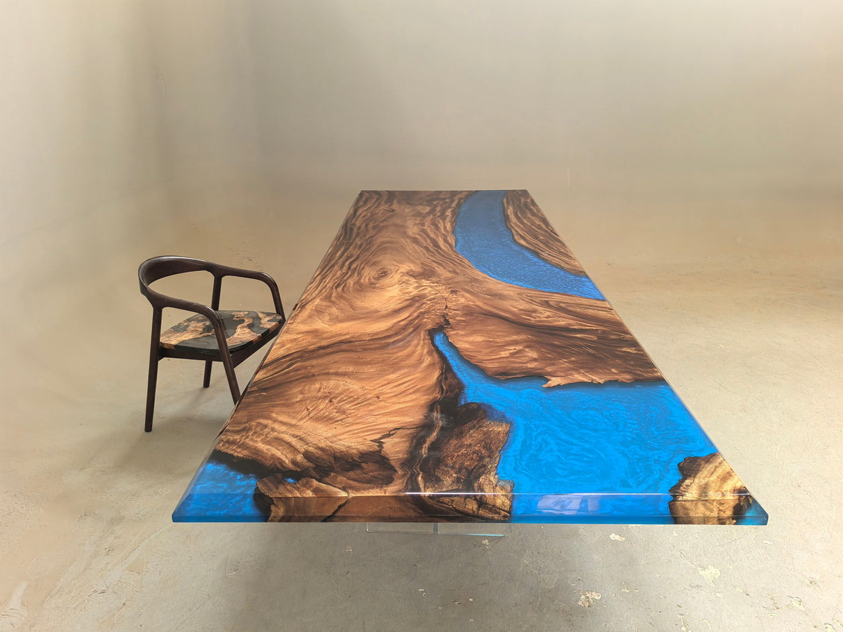 Elite Custom Walnut Conference with Black Epoxy Resin ECT-93 - Elitecustomtable