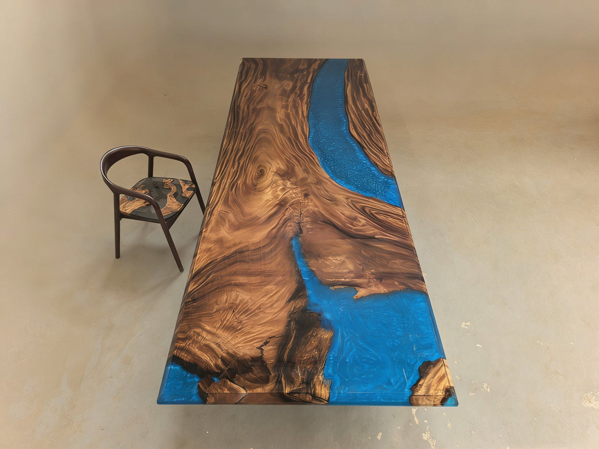 Elite Custom Walnut Conference with Black Epoxy Resin ECT-93 - Elitecustomtable