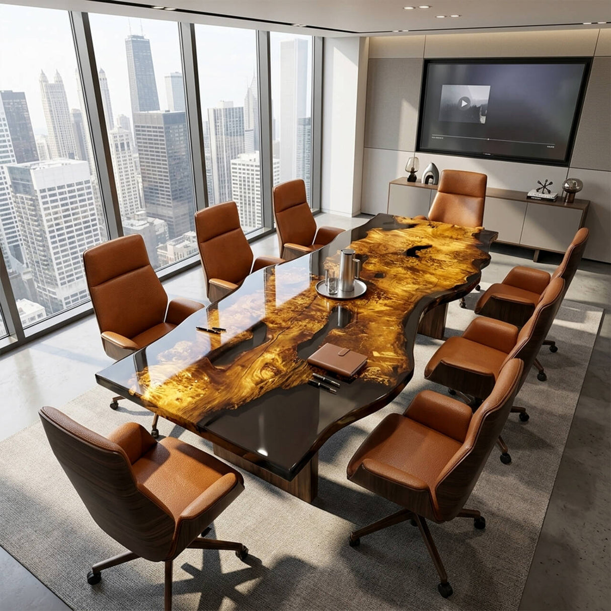 Elite Live Edge Golden Camphor Black Epoxy Resin Table ECT-221 - Elitecustomtable