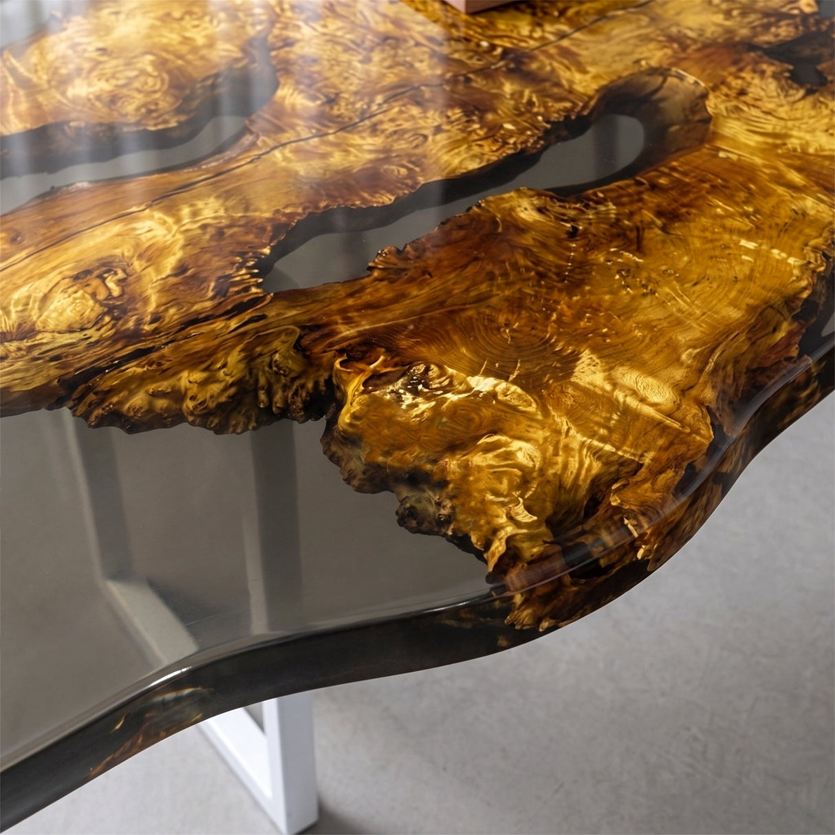 Elite Live Edge Golden Camphor Black Epoxy Resin Table ECT-221 - Elitecustomtable