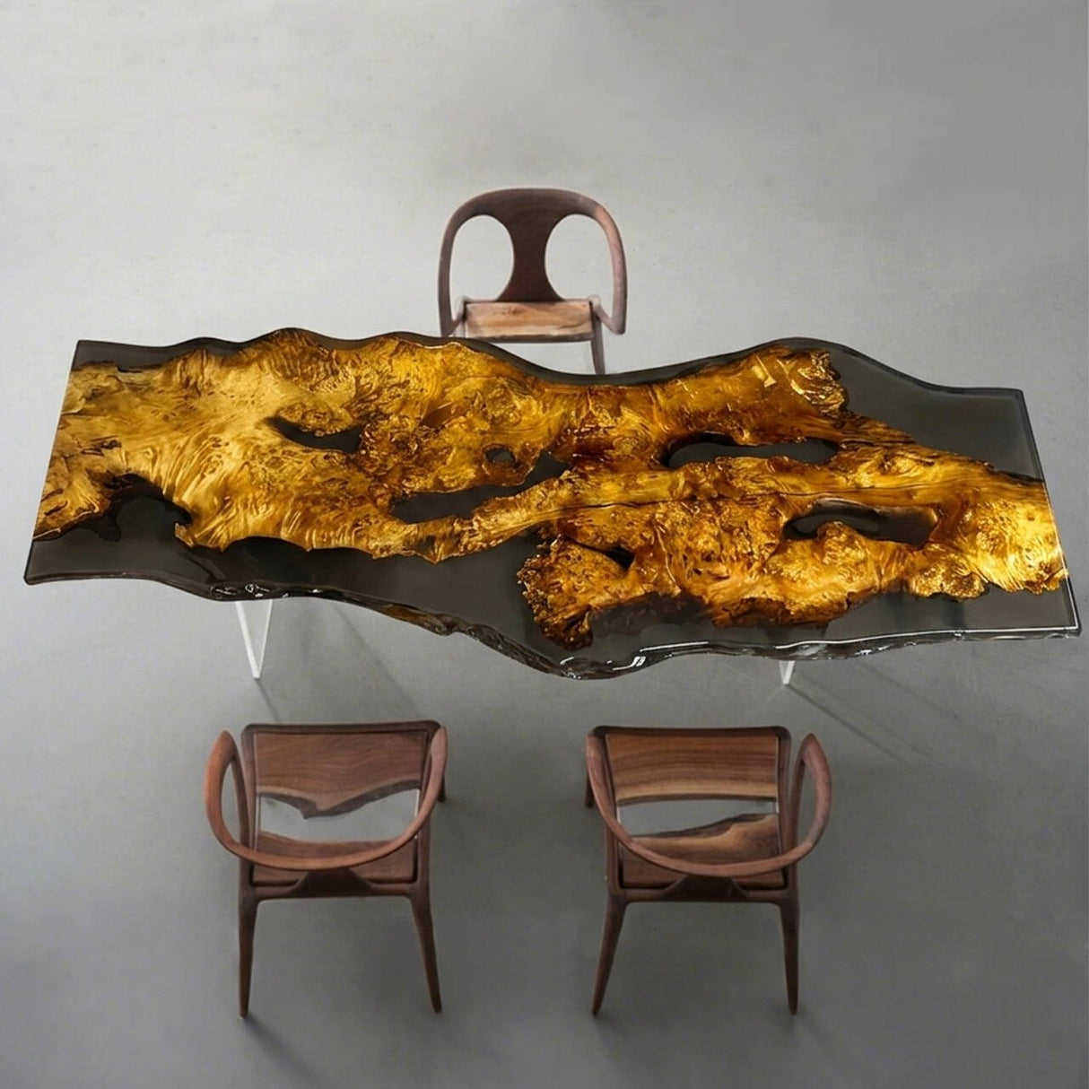 Elite Live Edge Golden Camphor Black Epoxy Resin Table ECT-221 - Elitecustomtable