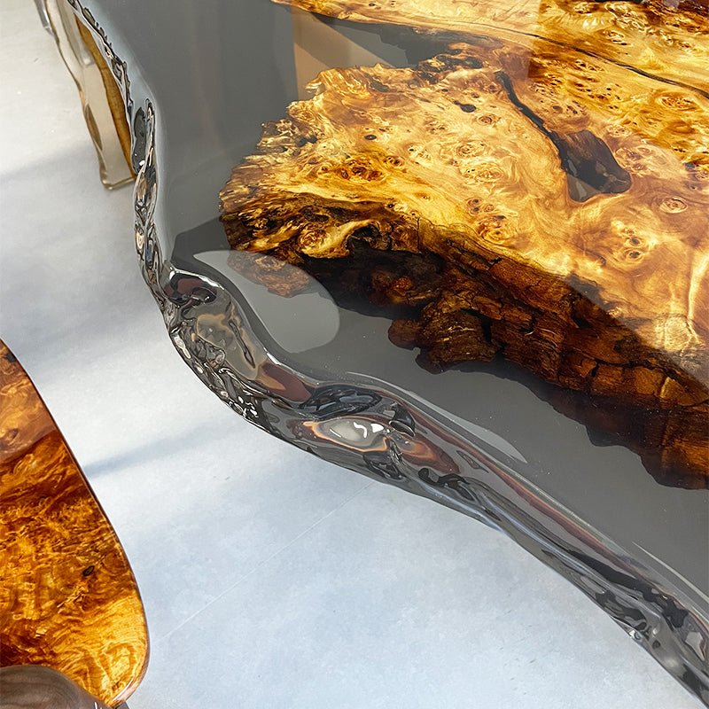 Elite Live Edge Golden Camphor Black Epoxy Resin Table ECT - 221 - Elitecustomtable