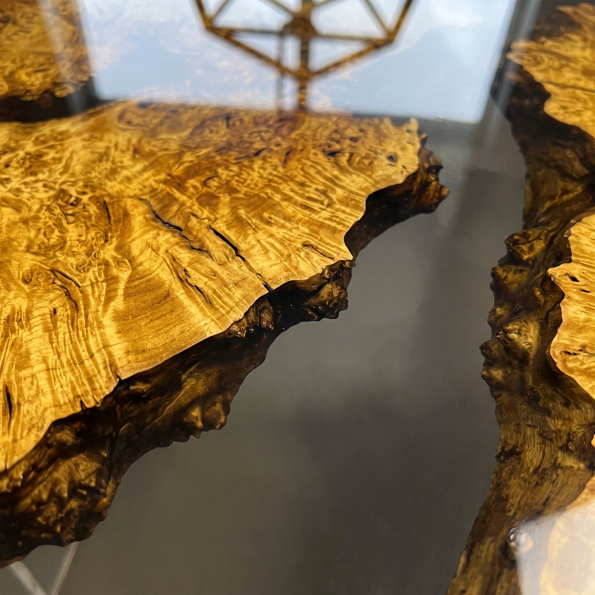 Elite Live Edge Golden Camphor Black Epoxy Resin Table ECT-221 - Elitecustomtable