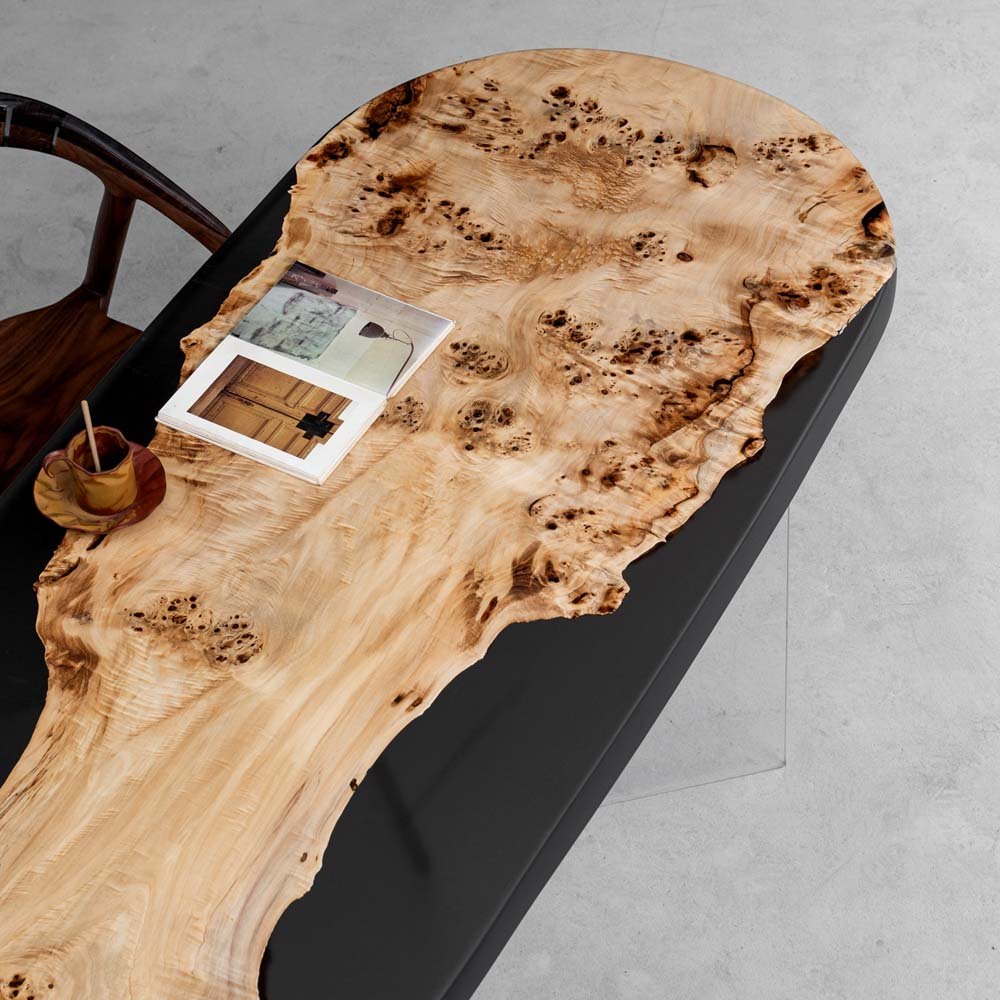 Elite Live Edge Poplar Wood & Gray - Transparent Epoxy Dining Table ECT - 41 - Elitecustomtable