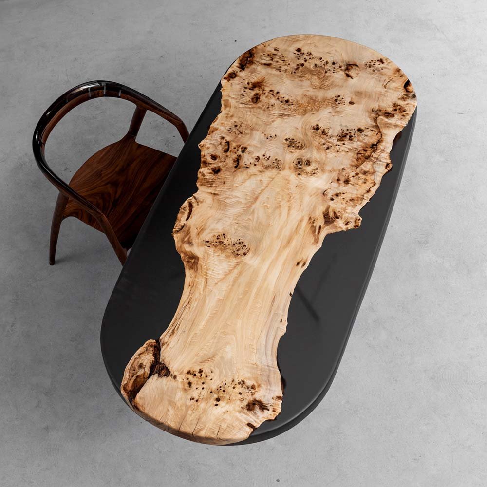 Elite Live Edge Poplar Wood & Gray - Transparent Epoxy Dining Table ECT - 41 - Elitecustomtable