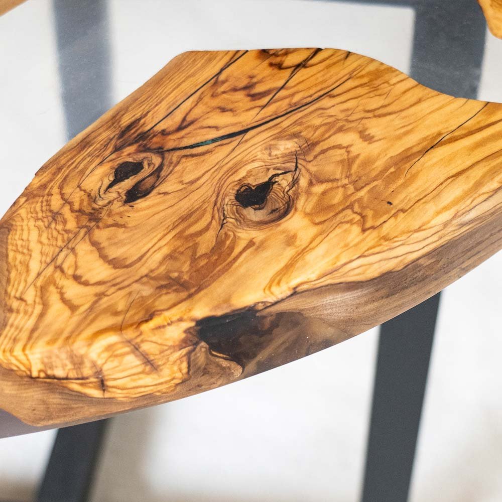Elite Natural Fragment Design Olive Wood & Clear Epoxy Round Table ECT - 132 - Elitecustomtable