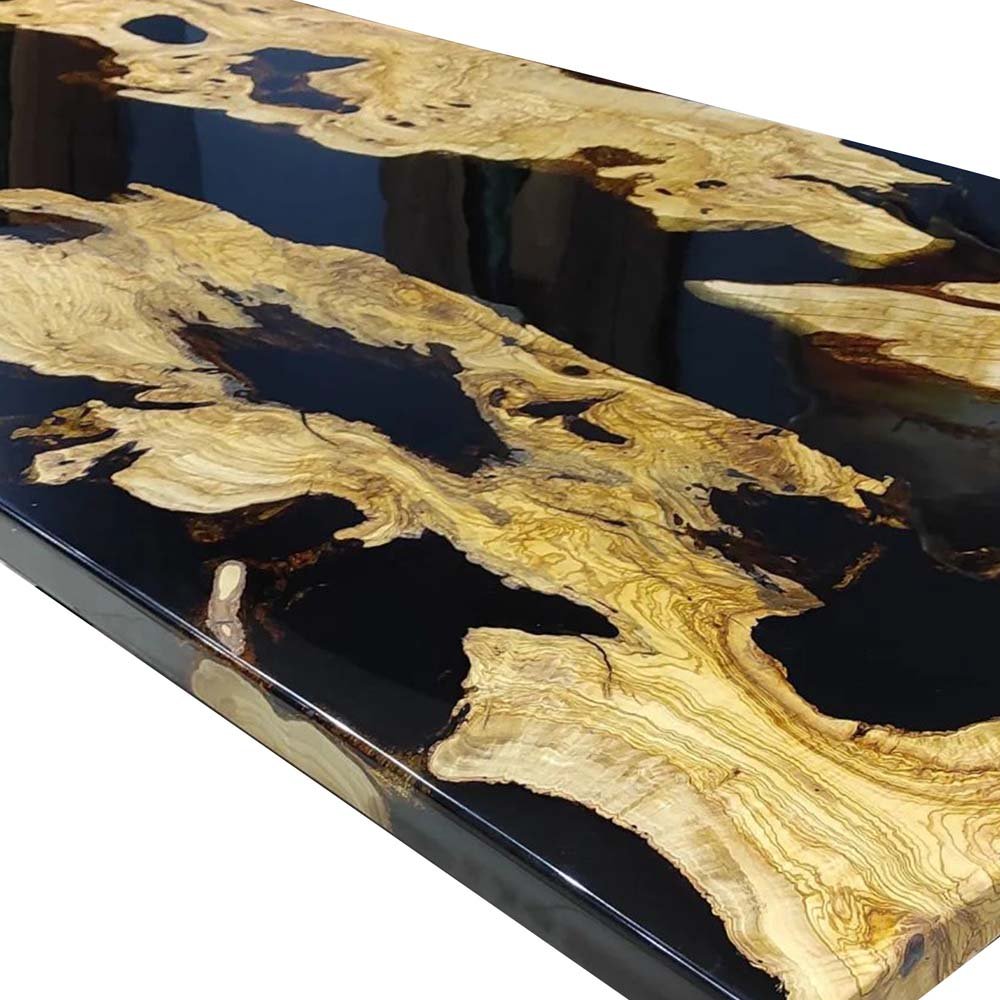 Elite Olive Wood & Black Epoxy Resin Conference & Dining Table ECT - 209 - Elitecustomtable