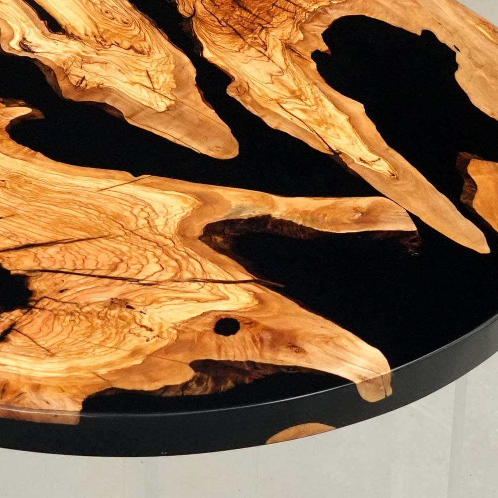 Elite Olive Wood & Black Epoxy Round Table ECT - 127 - Elitecustomtable