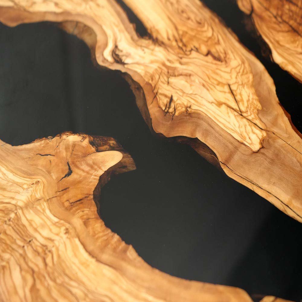 Elite Olive Wood & Black Epoxy Round Table ECT - 127 - Elitecustomtable