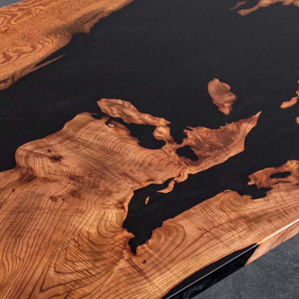 Elite Olive Wood & Black Resin River - Style Dining & Conference Table ECT - 213 - Elitecustomtable
