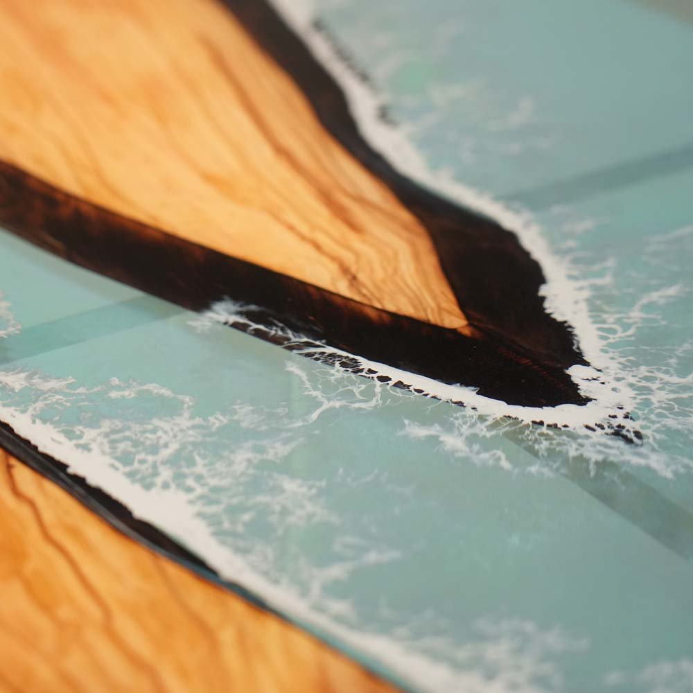 Elite Olive Wood Table with Epoxy River & Island Scene ECT - 133 - Elitecustomtable