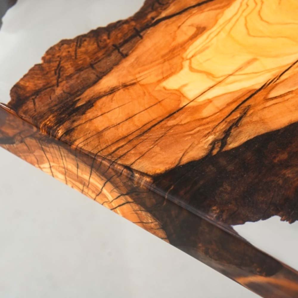Elite Olive Wood & Transparent Resin Office Meeting Table ECT - 195 - Elitecustomtable